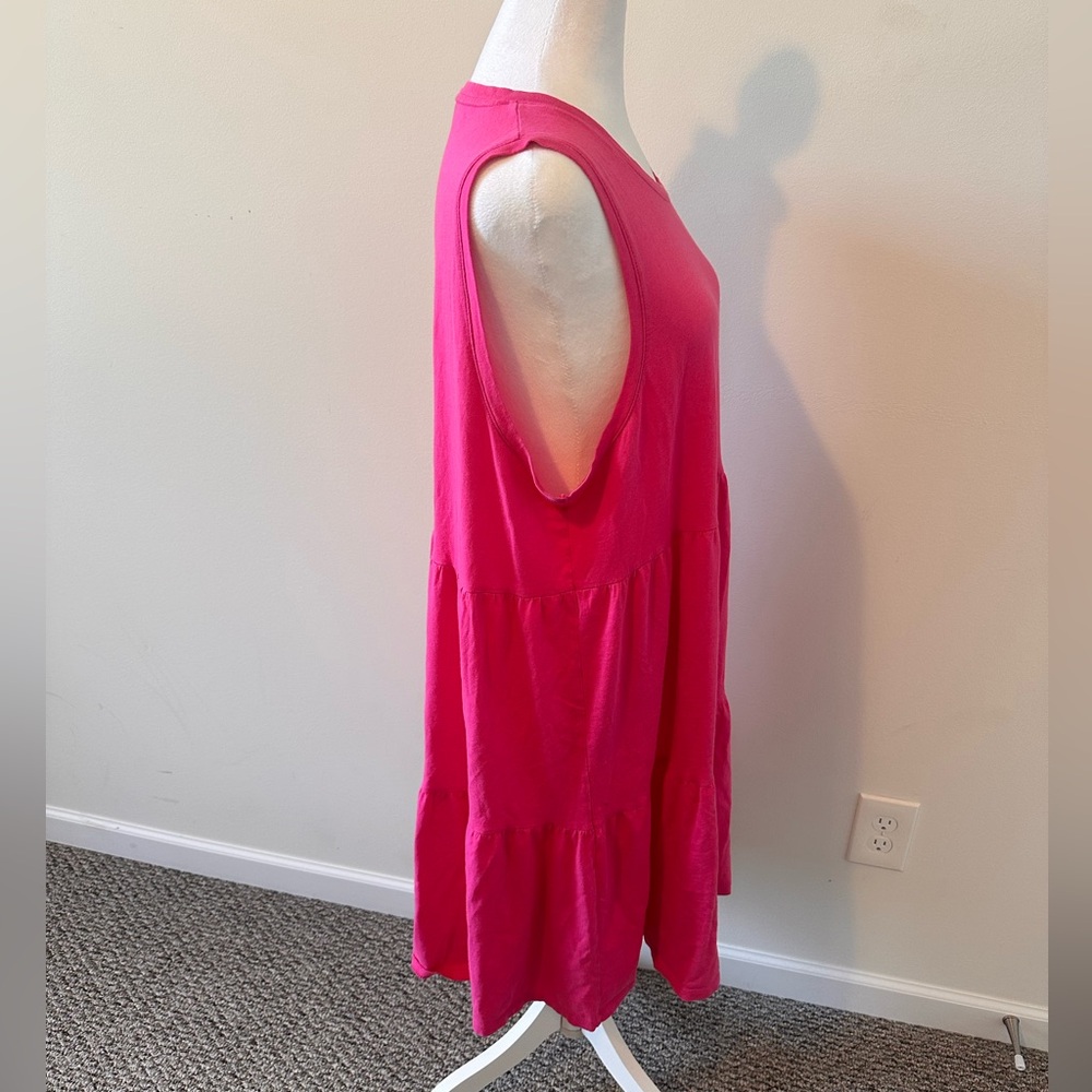 J Crew Sleeveless Tiered Cotton Hot Pink Dress Size XL - Picture 4 of 6